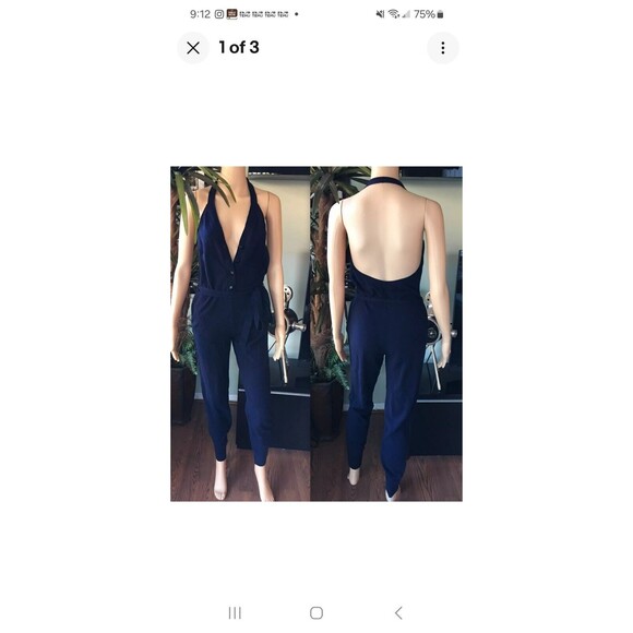 Stella Mccartney Cashmere Knit Halter Open Back Navy Sexy Romper Jumpsuit 42 - Picture 1 of 10